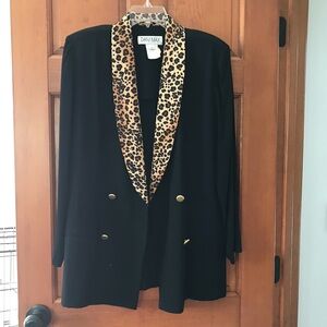 Vintage Dani Max Double Breasted Leopard Collared Jacket sz 12